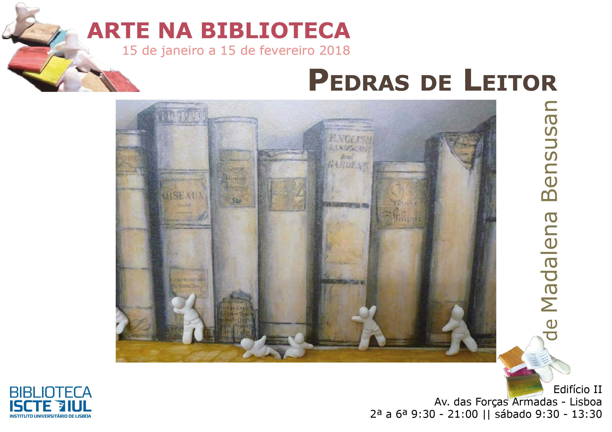 Cartaz da Exposição de Arte na Biblioteca (janeiro 2018): Pedras de Leitor