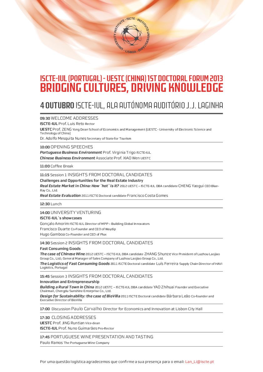 Gestores de grandes empresas chinesas em Portugal a convite do ISCTE-IUL
